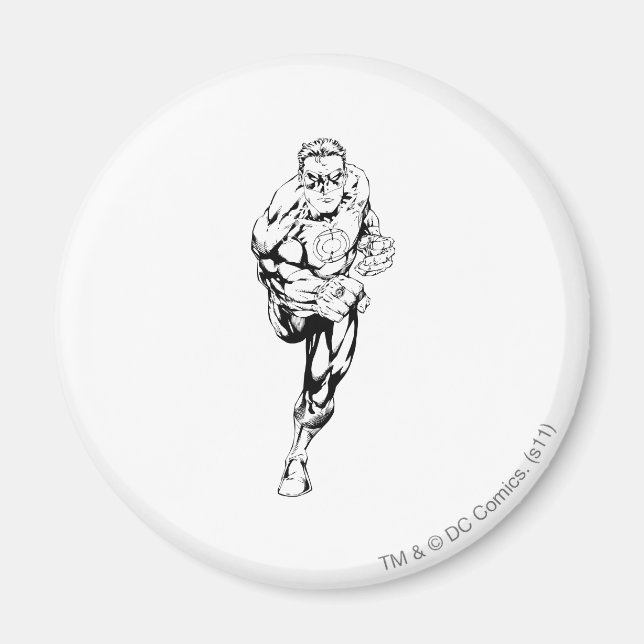 Aimant Style de bande dessinée - Coureur, noir et blanc (Devant)