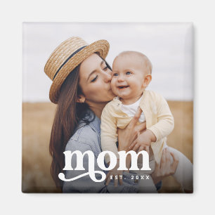 Aimant Style Rétro Typographie Vintage Maman Etablie