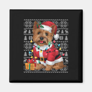 Aimant Style Sweat Xmas Ugly Père Noël Cairn Terrier Chie