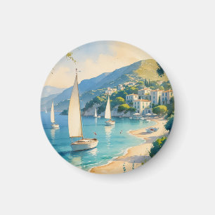 Aimant Style vintage Côte d'Azur Voyage en France