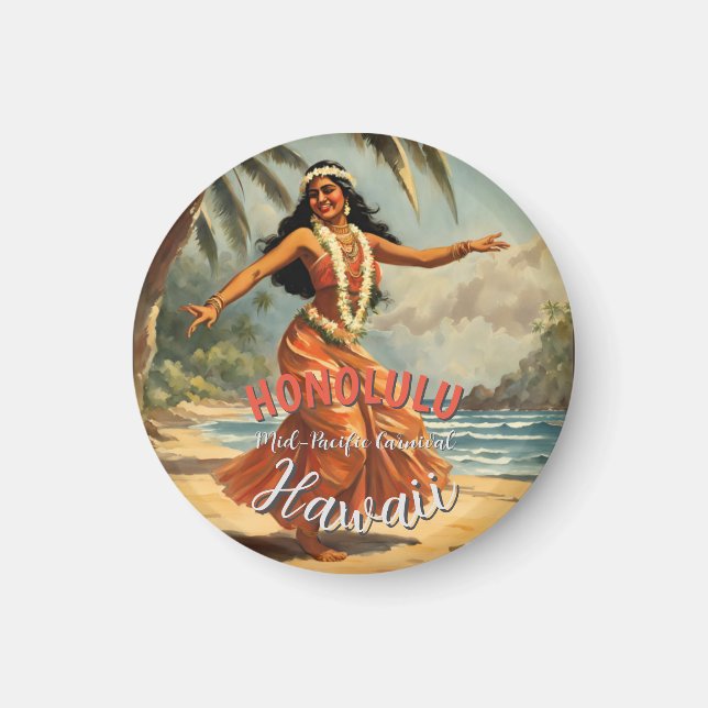 Aimant Style vintage Hawaiian Travel Honolulu Mid-Pacific (Devant)
