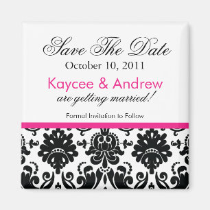 Aimant Stylish Rose Damask Enregistrer l'aimant Date