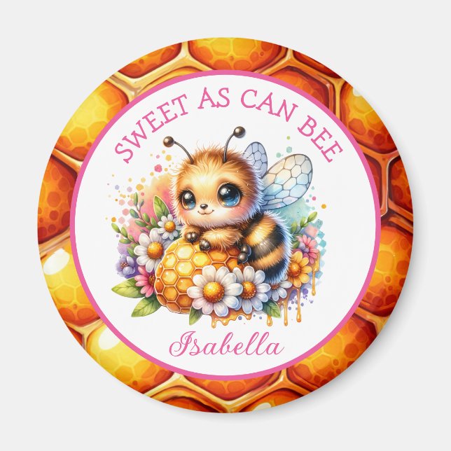 Aimant Sucré comme il peut être | Abeille de miel et fleu (Devant)
