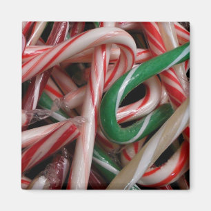 Aimant Sucres de canne Noël Vacances Blanc Vert et Rouge