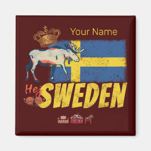 Aimant Suède Pavillon Vintage Retro Moose Holiday Souveni