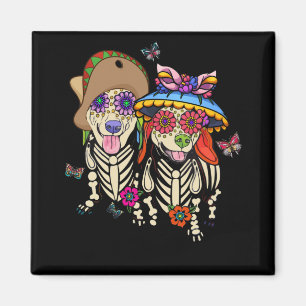 Aimant Sugar Skull Mexican Dachshund Bone Halloween Day O