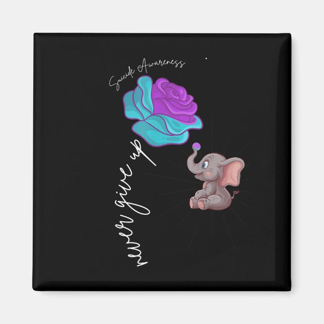 Aimant Suicide Awareness Flower Elephant Ribbon Graphic  (Devant)