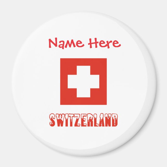 Aimant Suisse Suisse Drapeau Rouge Personnalisation (Devant)