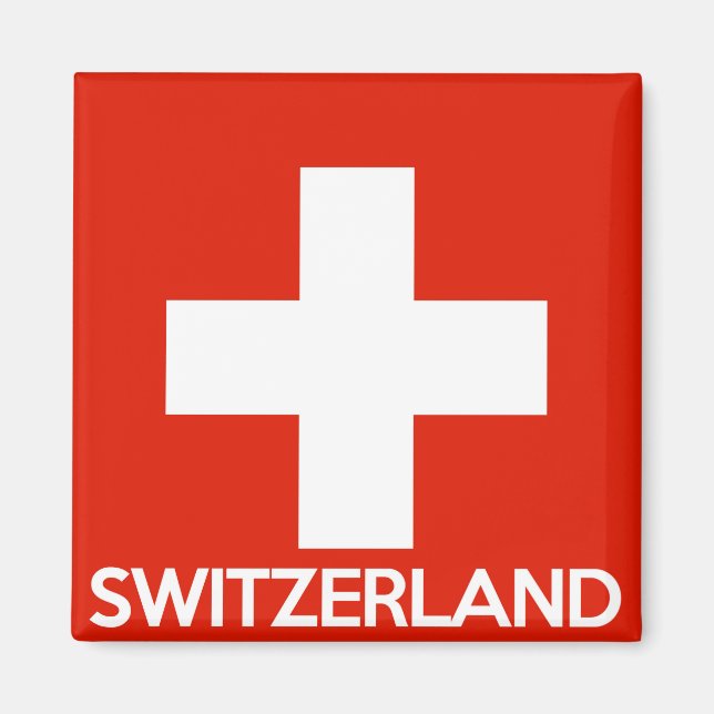 Aimant Suisse symbole du pavillon nom du pays texte suiss (Devant)