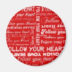 Aimant Suivez votre coeur (rouge)