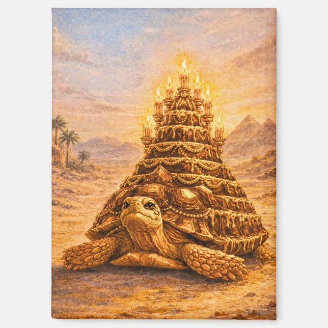 Aimant Sulcata Tortoise queen pyramid birthday cake (Recto)