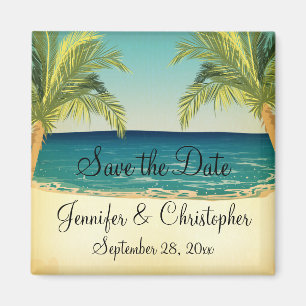 Aimant Summer Beach et Palm Trees Mariage Sauvez la date