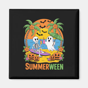 Aimant Summerween Skeleton Ghost Beach Halloween Fu