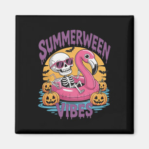 Aimant Summerween Vibes Skeleton Flamant rose Hallowee Éf