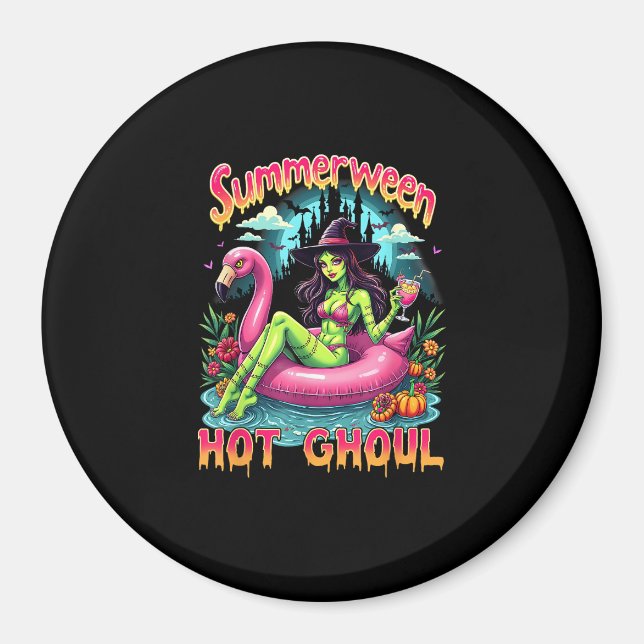 Aimant Summerween Witch Vibes Vacation Halloween Funny Pa (Devant)