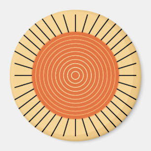 Aimant Sunburst géométrique moderne - Mandarin Orange