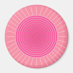 Aimant Sunburst géométrique moderne - Tons de Coral rose