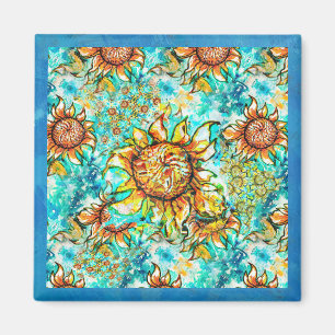 Aimant Sunflower Craze coloré motif d'été
