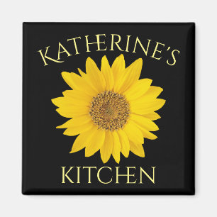 Aimant Sunflower jaune vif Nom de la cuisine Noir