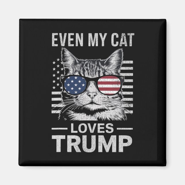 Aimant Sungles Drapeau Usa Même Mon Chat aime Trump (Devant)