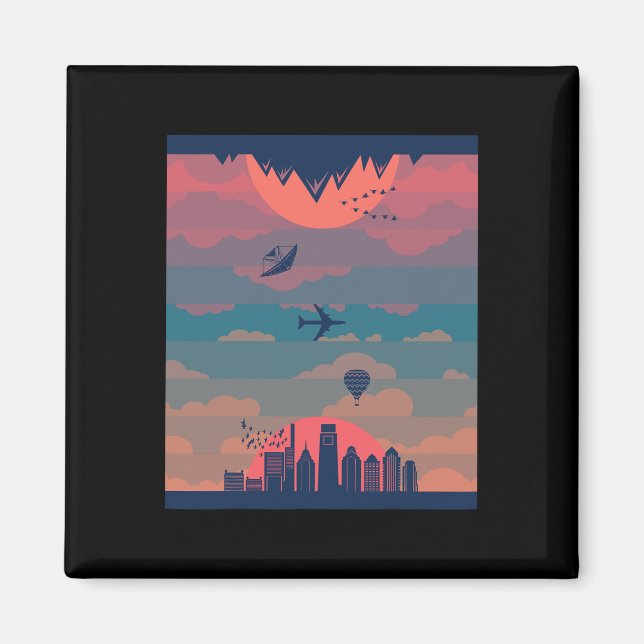 Aimant Sunrise Sunset Cycle Of Day And Night Earth 360 (Devant)