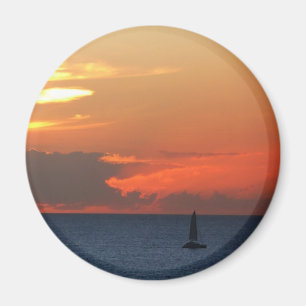 Aimant Sunset Clouds and Sailboat Seascape