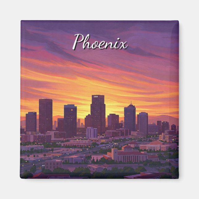 Aimant Sunset Phoenix Skyline Arizona Travel (Devant)
