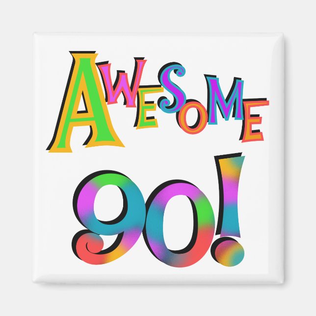 Aimant Super 90 T-shirts et Gifs Anniversaires (Devant)