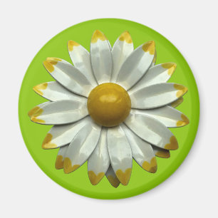 Aimant Super Retro Hippie Daisy Fleur Été Vert