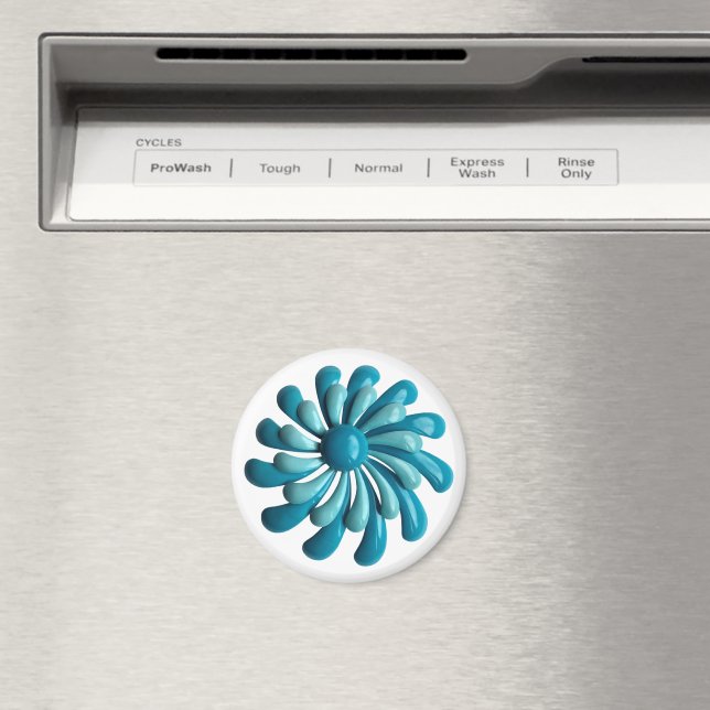 Aimant Super Retro MOD Atomic Hippie Daisy Flower Blue (In Situ (Lave-vaisselle))
