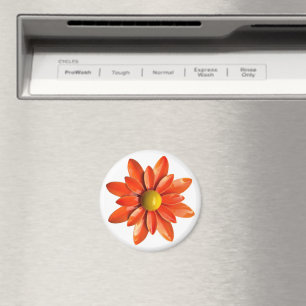 Aimant Super Retro Orange Hippie Daisy Fleur Floral