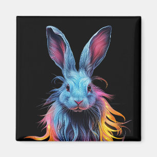 Aimant Superbe Lapin Bleu en feu