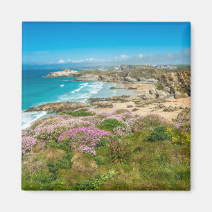 Aimant Superbe paysage côtier avec la plage de Newquay