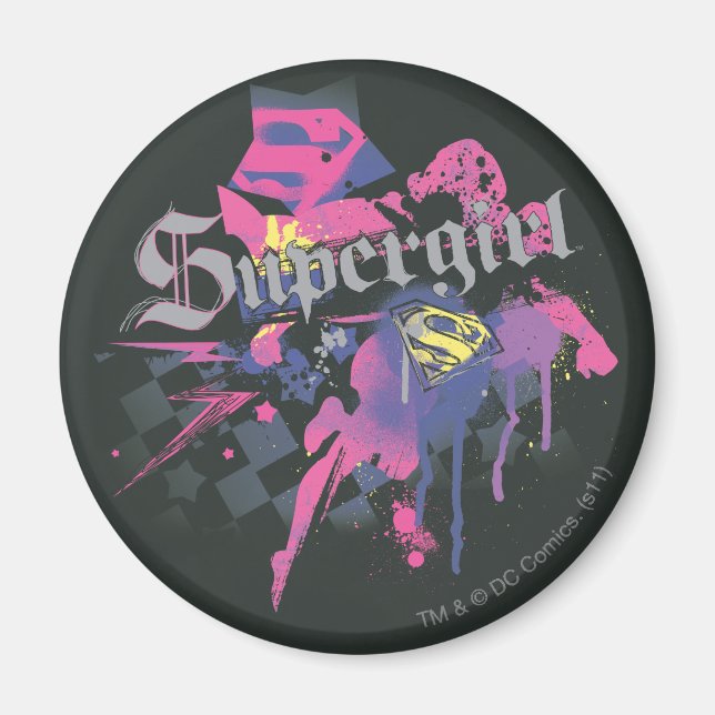 Aimant Supergirl À damiers Splatter (Devant)