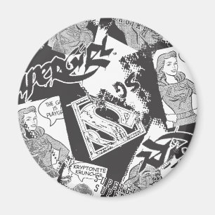 Aimant Supergirl noir et blanc collage