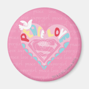 Aimant Supergirl Paix et amour rose