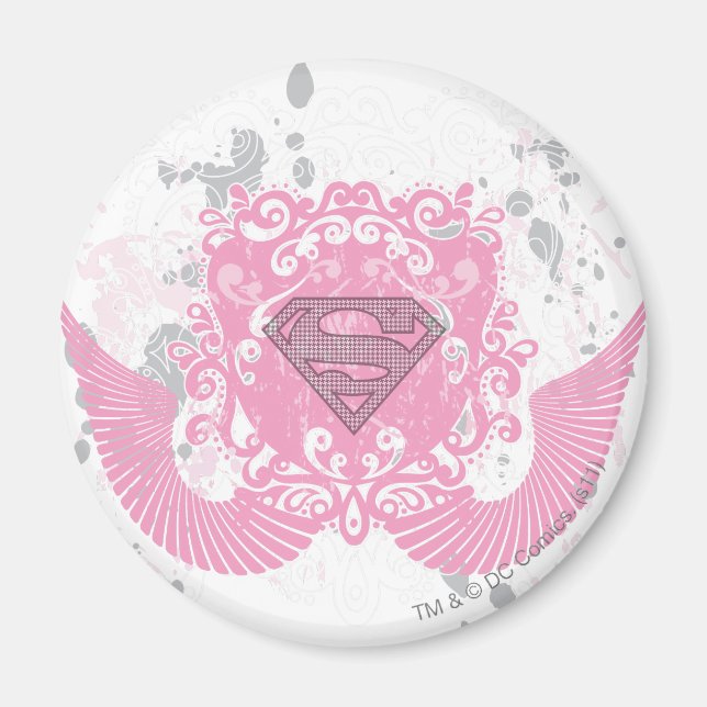 Aimant Supergirl rose aile design (Devant)