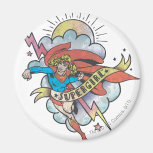 Aimant Supergirl volant éclair tatouage