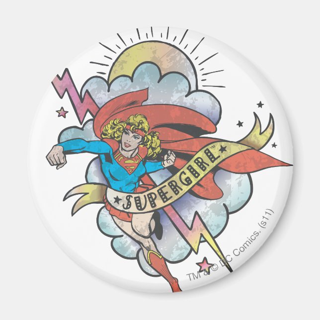 Aimant Supergirl volant éclair tatouage (Devant)