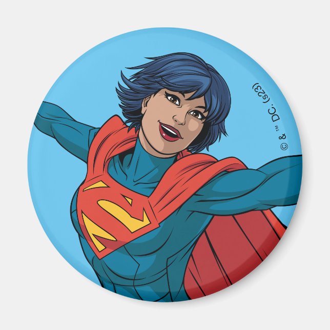Aimant Supergirl volant en costume bleu (Devant)