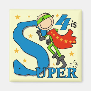 Aimant Superhero Boy 4th Birthday Tshirts et cadeaux