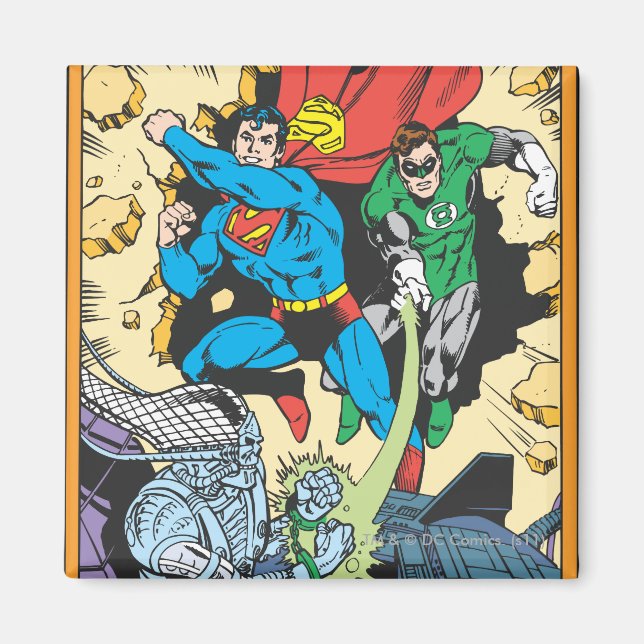 Aimant Superman & Green Lantern Combat Brainiac (Devant)