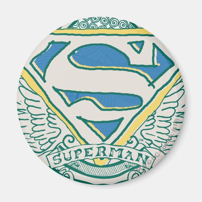 Aimant Superman Stylisé | Logo de crête esquissé (Devant)