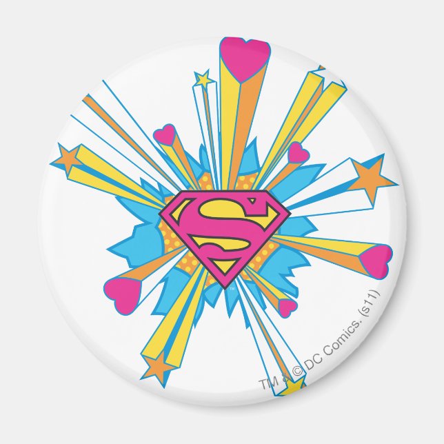 Aimant Superman Stylisé | Logo rose avec coeur (Devant)