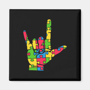 Aimant Support Autism Love Sign Language
