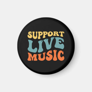 Aimant Support Live Music - Retro Typography Band Merch