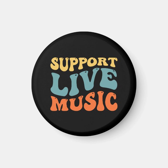 Aimant Support Live Music - Retro Typography Band Merch (Devant)
