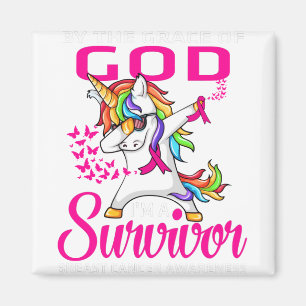 Aimant Support Pink Ribbon Grace God Survivor Breast