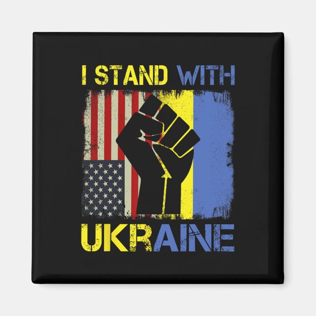 Aimant Support Ukraine I Stand With Ukraine Ukrainian Fla (Devant)