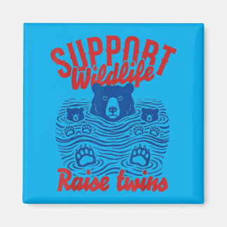 Aimant Support Wildlife Raise Twins Funny Mama Bear